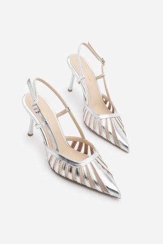 Kadın Stiletto Sivri Burun Klasik Topuklu Ayakkabı Sivon - Gümüş