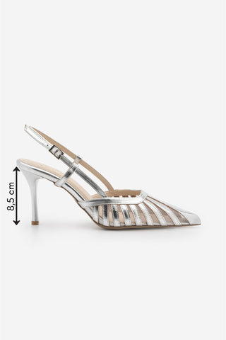 Kadın Stiletto Sivri Burun Klasik Topuklu Ayakkabı Sivon - Gümüş