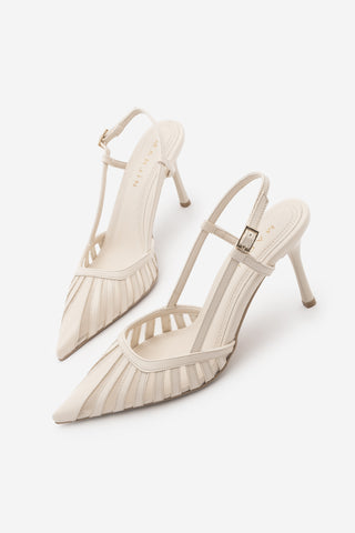Kadın Stiletto Sivri Burun Klasik Topuklu Ayakkabı Sivon - Ekru