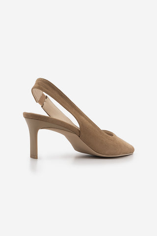 Kadın Stiletto Lastikli Klasik Topuklu Ayakkabı Cenvo - Camel Süet