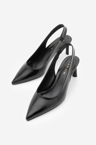 Kadın Stiletto Lastikli Klasik Topuklu Ayakkabı Cenvo - Siyah