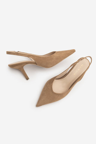 Kadın Stiletto Sivri Burun Klasik Topuklu Ayakkabı Dorve - Camel Süet