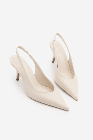 Kadın Stiletto Sivri Burun Klasik Topuklu Ayakkabı Dorve - Ekru