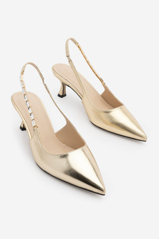 Kadın Stiletto Taşlı Topuklu Ayakkabı Zemora - Altın