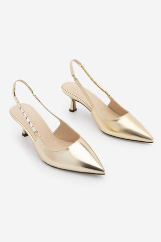 Kadın Stiletto Taşlı Topuklu Ayakkabı Zemora - Altın