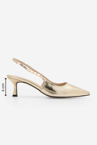 Kadın Stiletto Taşlı Topuklu Ayakkabı Zemora - Altın