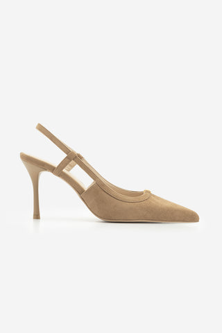 Kadın Stiletto Sivri Burun Klasik Topuklu Ayakkabı Osenta - Camel Süet