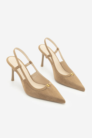 Kadın Stiletto Sivri Burun Klasik Topuklu Ayakkabı Osenta - Camel Süet