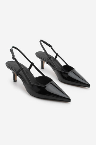 Kadın Stiletto Sivri Burun Topuklu Ayakkabı Verani - Siyah Rugan