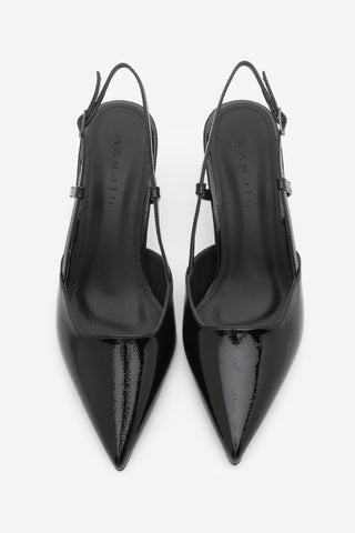 Kadın Stiletto Sivri Burun Topuklu Ayakkabı Verani - Siyah Rugan