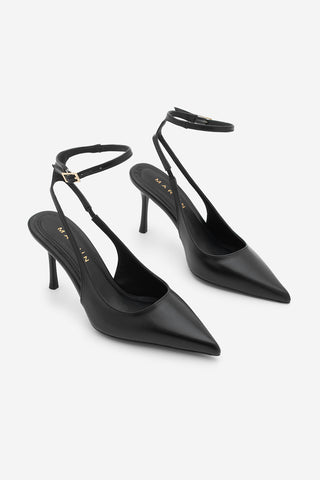 Kadın Stiletto Bilekten Bağlamalı Klasik Topuklu Ayakkabı Pareta - Siyah