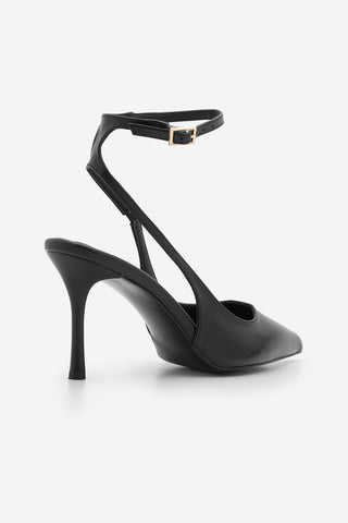 Kadın Stiletto Bilekten Bağlamalı Klasik Topuklu Ayakkabı Pareta - Siyah