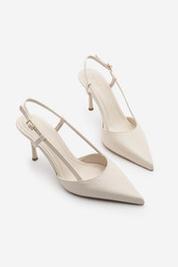 Kadın Stiletto Sivri Burun Klasik Topuklu Ayakkabı Tandor - Ekru