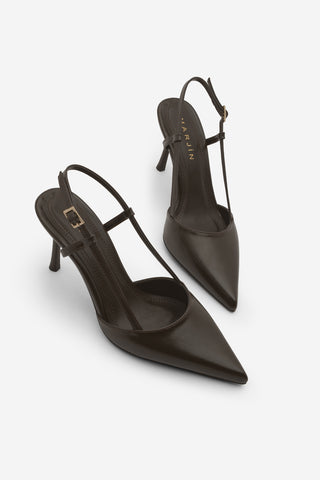 Kadın Stiletto Sivri Burun Klasik Topuklu Ayakkabı Tandor - Kahve