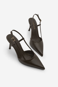 Kadın Stiletto Sivri Burun Klasik Topuklu Ayakkabı Tandor - Kahve