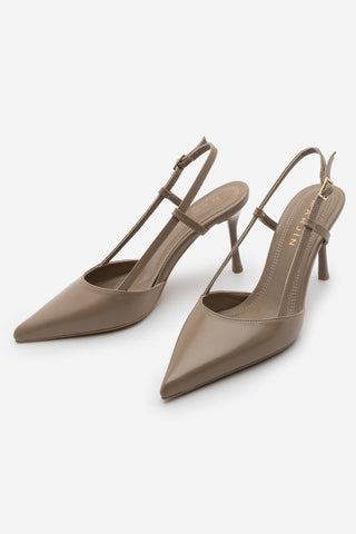 Kadın Stiletto Sivri Burun Klasik Topuklu Ayakkabı Tandor - Vizon