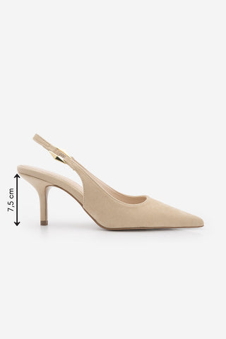 Kadın Stiletto Tokalı Topuklu Ayakkabı Henka - Bej Süet