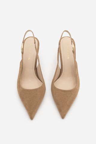 Kadın Stiletto Tokalı Topuklu Ayakkabı Henka - Camel Süet