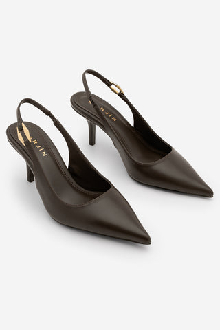 Kadın Stiletto Tokalı Topuklu Ayakkabı Henka - Kahve