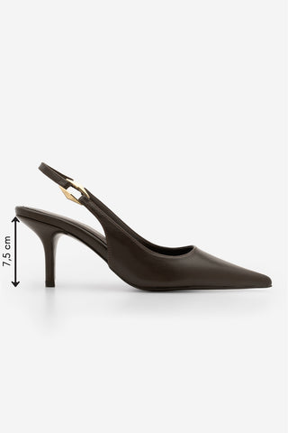 Kadın Stiletto Tokalı Topuklu Ayakkabı Henka - Kahve