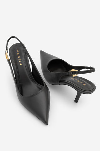 Kadın Stiletto Tokalı Topuklu Ayakkabı Henka - Siyah