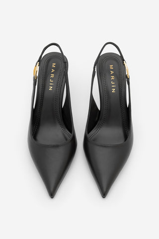 Kadın Stiletto Tokalı Topuklu Ayakkabı Henka - Siyah