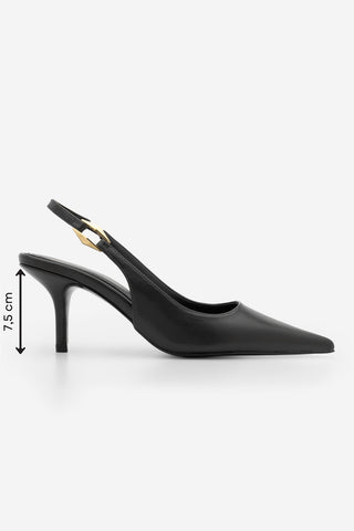 Kadın Stiletto Tokalı Topuklu Ayakkabı Henka - Siyah