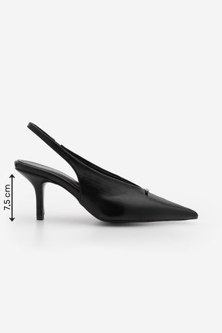 Kadın Stiletto Sivri Burun Tokalı Topuklu Ayakkabı Agira - Siyah