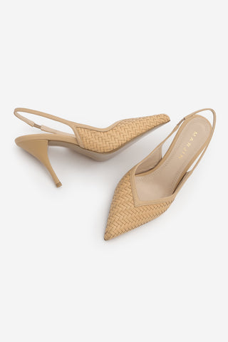 Kadın Stiletto Örgü Desen Topuklu Ayakkabı Vigesa - Camel