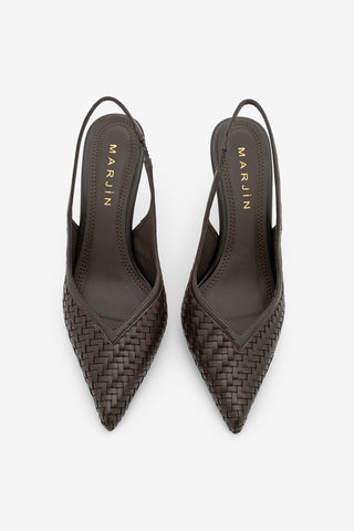 Kadın Stiletto Örgü Desen Topuklu Ayakkabı Vigesa - Kahve