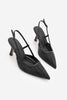 Kadın Stiletto Sivri Burun El Örgüsü Klasik Topuklu Ayakkabı Reveno - Siyah