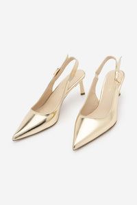 Kadın Stiletto Sivri Burun Tokalı Klasik Topuklu Ayakkabı Zelor - Altın