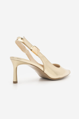 Kadın Stiletto Sivri Burun Tokalı Klasik Topuklu Ayakkabı Zelor - Altın