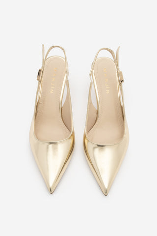 Kadın Stiletto Sivri Burun Tokalı Klasik Topuklu Ayakkabı Zelor - Altın