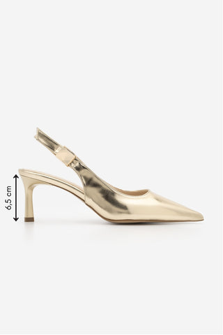 Kadın Stiletto Sivri Burun Tokalı Klasik Topuklu Ayakkabı Zelor - Altın