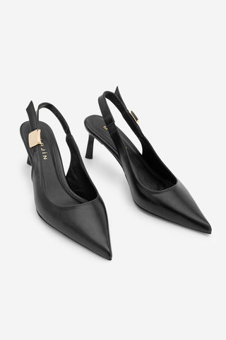 Kadın Stiletto Sivri Burun Tokalı Klasik Topuklu Ayakkabı Zelor - Siyah