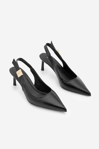 Kadın Stiletto Sivri Burun Tokalı Klasik Topuklu Ayakkabı Zelor - Siyah