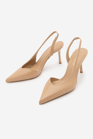 Kadın Stiletto Sivri Burun Topuklu Ayakkabı Esvin - Bej