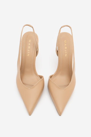 Kadın Stiletto Sivri Burun Topuklu Ayakkabı Esvin - Bej