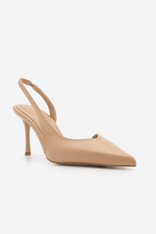Kadın Stiletto Sivri Burun Topuklu Ayakkabı Esvin - Bej
