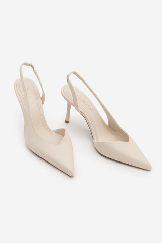 Kadın Stiletto Sivri Burun Topuklu Ayakkabı Esvin - Ekru