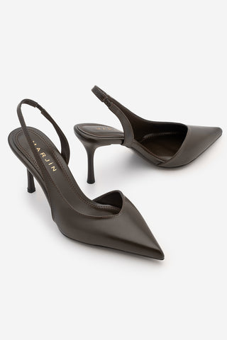 Kadın Stiletto Sivri Burun Topuklu Ayakkabı Esvin - Kahve