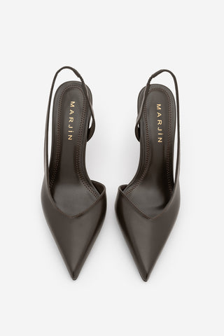 Kadın Stiletto Sivri Burun Topuklu Ayakkabı Esvin - Kahve