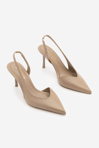 Kadın Stiletto Sivri Burun Topuklu Ayakkabı Esvin - Vizon