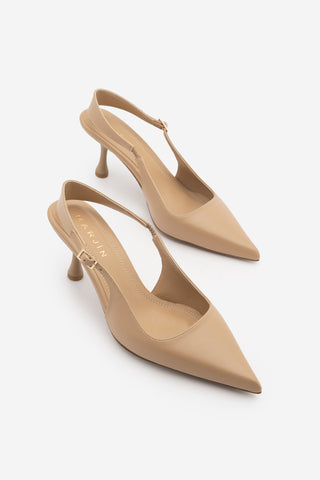 Kadın Stiletto Sivri Burun Klasik Topuklu Ayakkabı Riyona - Bej