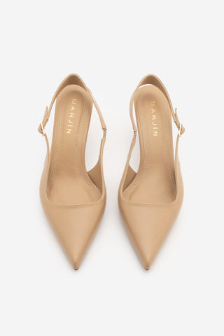 Kadın Stiletto Sivri Burun Klasik Topuklu Ayakkabı Riyona - Bej