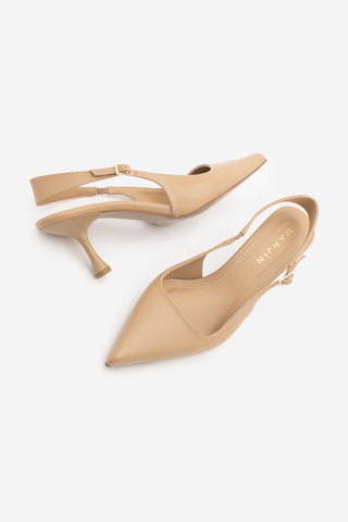 Kadın Stiletto Sivri Burun Klasik Topuklu Ayakkabı Riyona - Bej