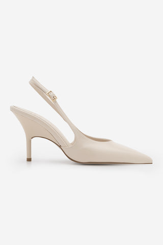 Kadın Stiletto Sivri Burun Klasik Topuklu Ayakkabı Fesro - Ekru
