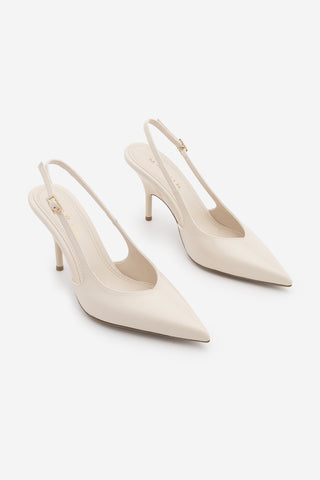 Kadın Stiletto Sivri Burun Klasik Topuklu Ayakkabı Fesro - Ekru