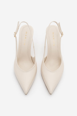 Kadın Stiletto Sivri Burun Klasik Topuklu Ayakkabı Fesro - Ekru
